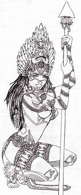 Aztec Warrior Tattoo Coloring Pages Girl Drawings Drawing Mayan Google Girls Prehistoric sketch template