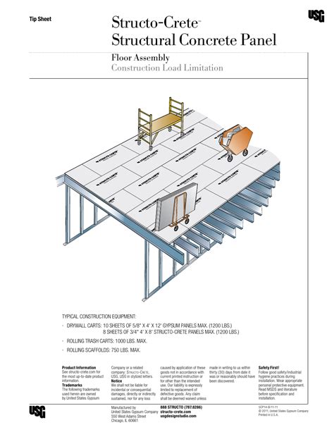 structo crete structural concrete panel floor assembly construction load limitation usg