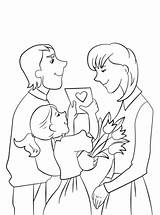 Coloring Mother Daughter Father Pages Mothers Happy Card Drawing Printable Son Flowers Mom Presenting Baby Color Helping Getdrawings Template Categories sketch template