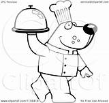 Chef Bear Carrying Platter Walking Clipart Cartoon Outlined Coloring Vector Cory Thoman Regarding Notes sketch template
