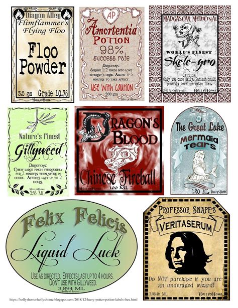 harry potter potion label template