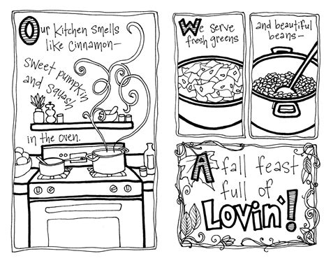 kitchen coloring page thanksgiving coloring book zine