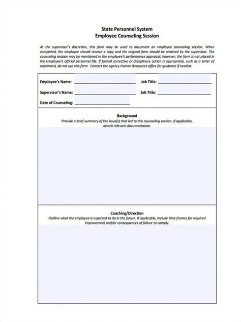 editable employee coaching form template