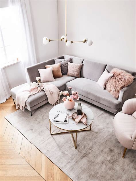 decorate  grey  blush pink living room decoholic