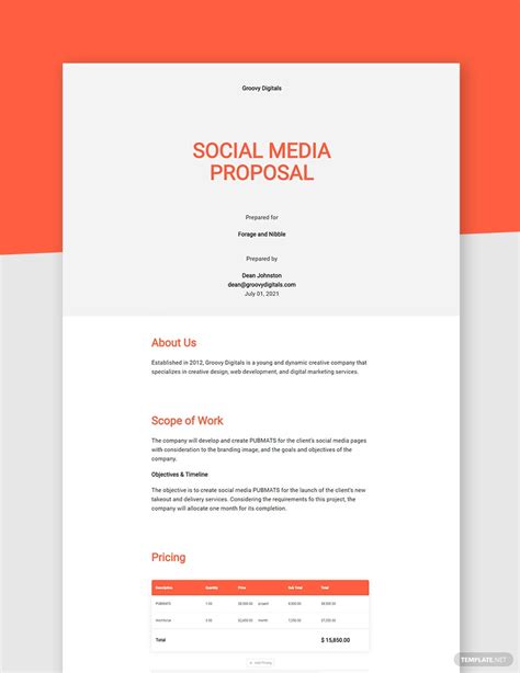 social media proposal  templates   templatenet