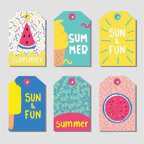 summer gift tags vector pack  vector art  vecteezy