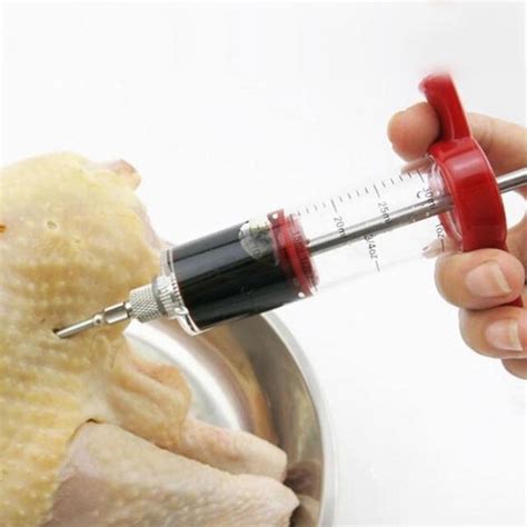 kitchen syrings stainless steel needle meat marinade injector christmas