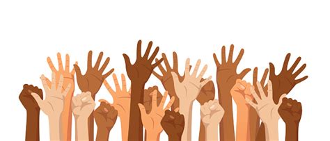 Raised Hands Of Different Race Stock Illustration