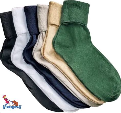 6 Pair Buster Brown Womens 100 Cotton Fold Over Bobby Socks Ebay