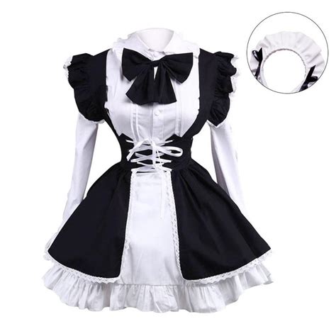 men and women classic black and white maid costume game anime character