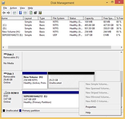 partitioning gb sd card shows    volumes   mb  space    utilize