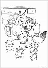 Nick Wilde Pages Coloring Cartoons sketch template