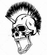Punk Skull Mohawk Head Vector Tattoo Rock Tattoos Designs Coloring Stencil Drawing Skulls Pages Graphicriver Buy Choose Board Stock Tattoodaze sketch template