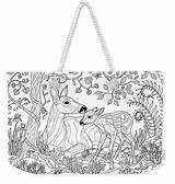 Forest Weekender Crista Tote Coloring Deer Fantasy Bag Bleed Visible Boundary Area May sketch template