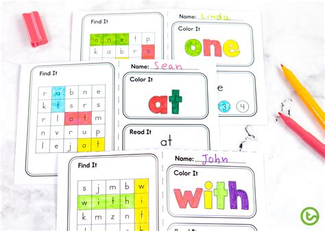sight words books  kindergarten printable  worksheets