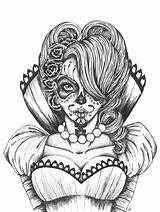 Coloring Pages Skull Dead Sugar Adult Printable Girl Skulls Sexy Colouring Book Flowers Adults Muertos Los Color Print Mary Advanced sketch template