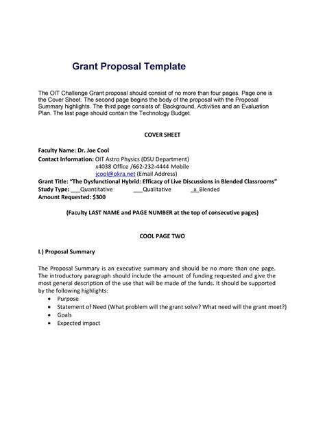 grant proposal templates nsf  profit research template lab