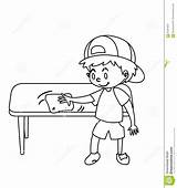 Drawing Boy Little Kid Cartoon Table Wiping Tables Coloring Silhouette Fishing Getdrawings Drummer sketch template