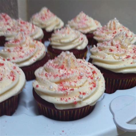 Red Velvet Toped With Vanilla Cream Cheese Frosting Crumbled Chocolate