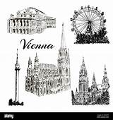 Prater Skizze Wien Donauturm Gezeichnet Stephansdom Vector Vektor Rathaus Stockfotos Kugelschreiber sketch template
