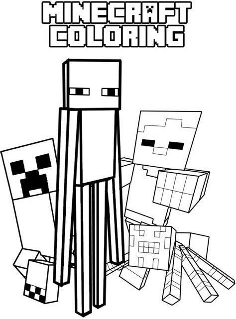 minecraft mob coloring pages  children   library pinterest