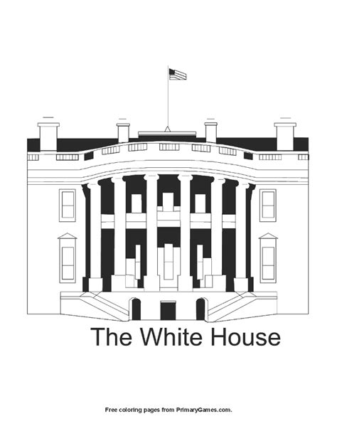 white house coloring page printable presidents day coloring