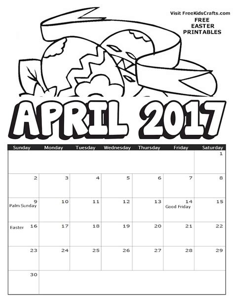 april coloring calendar
