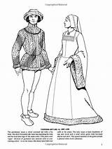 Coloring Fashion Elizabethan Tudor Dover Pages Historical Book Renaissance Clothing Drawing Fashions Choose Board Clothes Color Dress sketch template