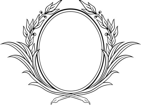 decorative oval floral vector frame