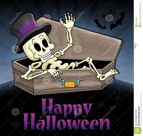 happy halloween sign with skeleton stock vector