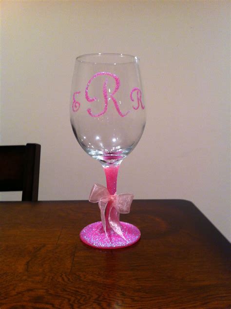 Monogram Wine Glass Just Glitter And Modge Podge Art