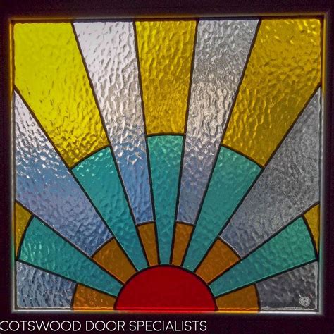 sunrise art deco stained glass front a 1920s wooden door stained glass