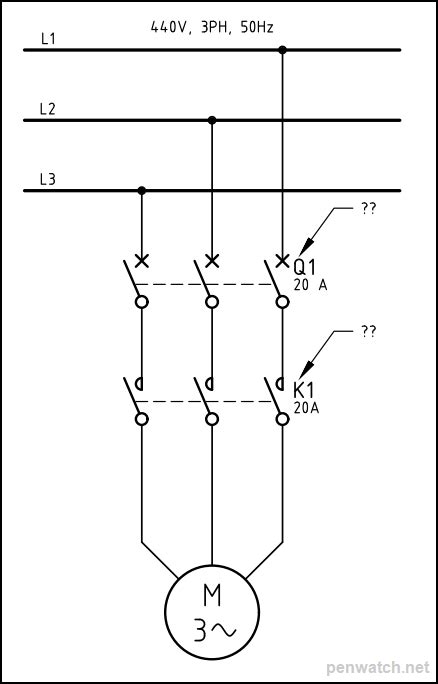 circuit breaker symbol single  diagram