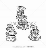 Vector Shutterstock Coloring Cairns Zentangle Cairn Baikal Adult Stress Anti Therapy Illustration Doodle Set Style Stock sketch template