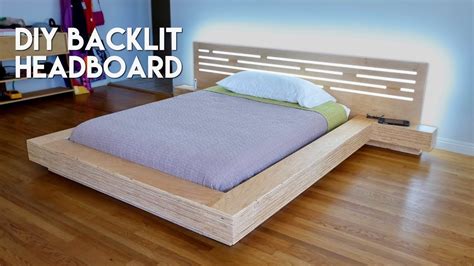 diy modern plywood platform bed part  led backlit
