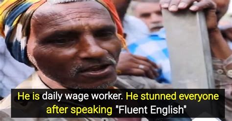 daily wage labourer stuns   talking  english video