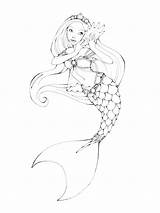 Mermaid Outline Drawing Coloring Pages Printable Drawings Sheets Shell Book Adult Color Print Colouring Kids Fairy Barbie Outlines Ariel Deviantart sketch template