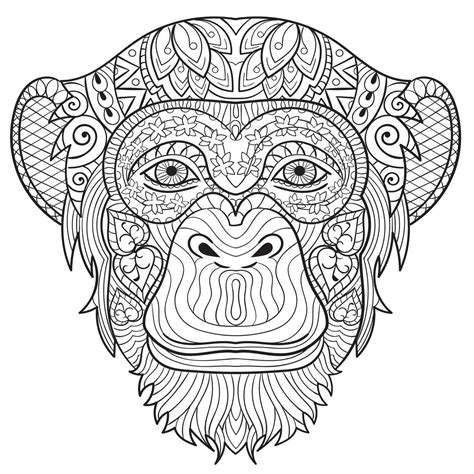 monkey coloring pages  adults