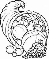 Cornucopia Coloring Pages Thanksgiving Drawing Food Printable Kids Sketch Para Cuerno Abundancia La Fall Big Pencil Heart Dibujos Turkey Color sketch template