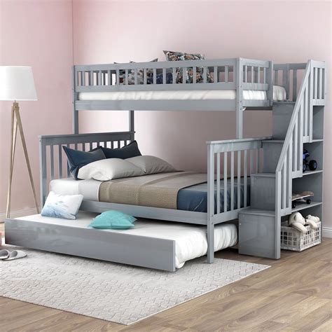 harperbright designs twin  full bunk bunk bed  trundle  stairs  kids multiple