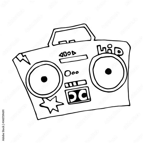 ghetto blaster boombox sketch drawing  white background vector