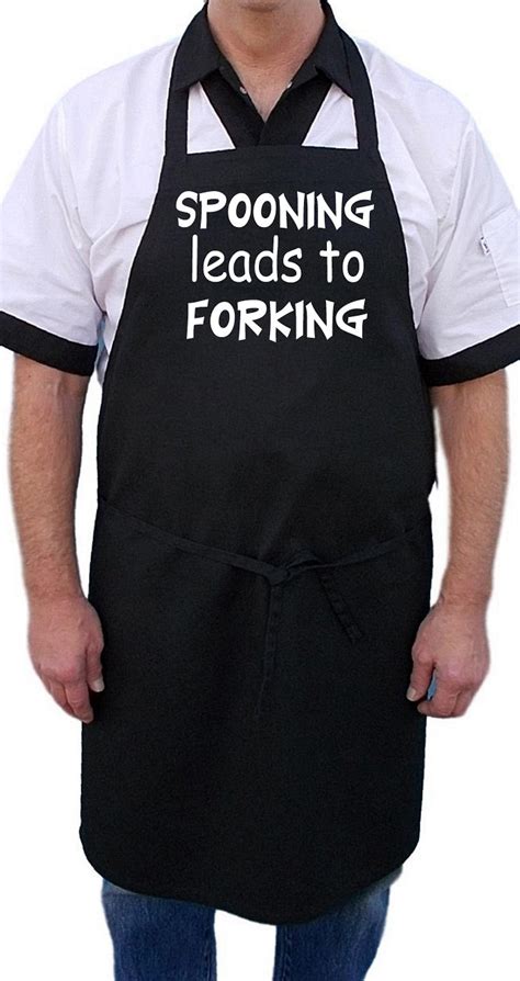 Sexy Aprons Spooning Leads To Forking Cute Kitchen Apron Black Adult