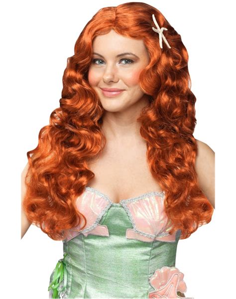 Mermaid Wig Long Curly Wavy Red Redhead Costume Accessory