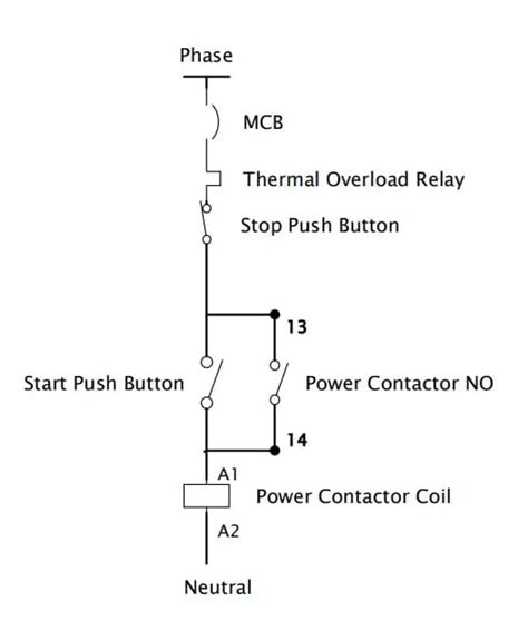 dol starter working control circuit wiring diagram electricalsblog