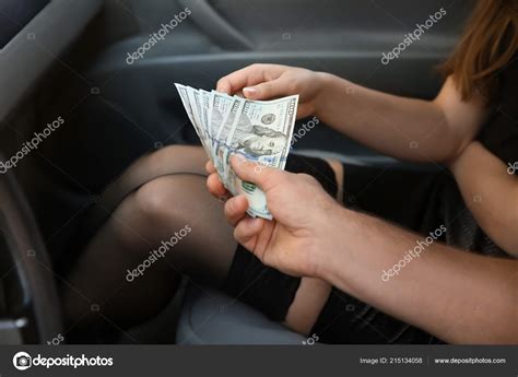Young Prostitute Receiving Money Client Car – Stock Editorial Photo