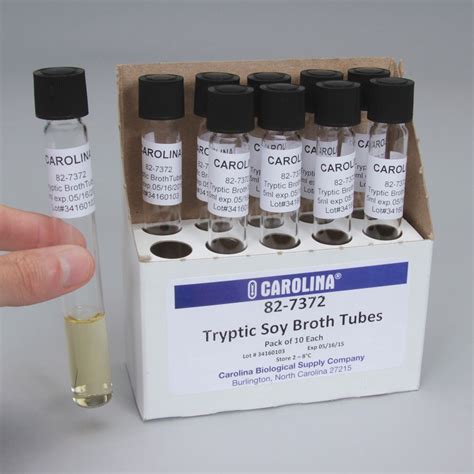 tryptic soy broth  ml prepared media tubes pack   carolinacom