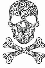 Skull Coloring Pages Sugar Skulls Printable Girl Halloween Adult Girly Crossbones Color Tattoo Print Colouring Sheets Stencil Wall Dead Decor sketch template