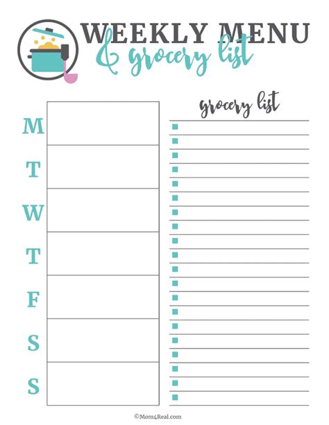 paper party supplies weekly meal planner grocery list  weekly