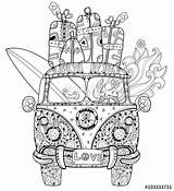 Bus Boho Kombi Coloring Pages Retro Colouring Zentangle Mandala Adult Travel Style Outline Choose Board sketch template