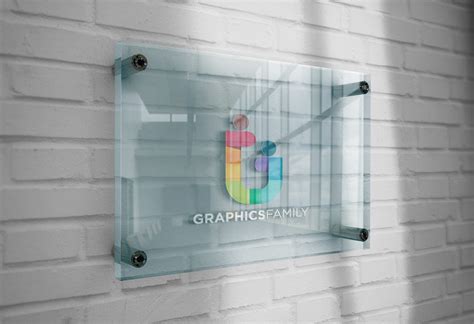 logo mockup  glass plate graphicsfamily